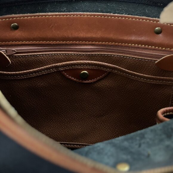 Authentic Vintage Dooney & Bourke Leather Dark Blue Domed Satchel Bag - R144 BL - Picture 10 of 12